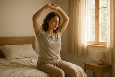 homme ou femme réaliste qui s'étire avant de se lever 